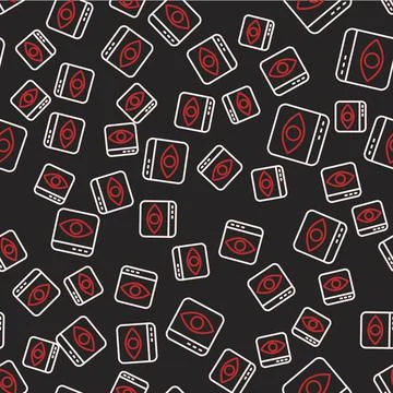 Line Personal information collection icon isolated seamless pattern on black  Stock Illustration