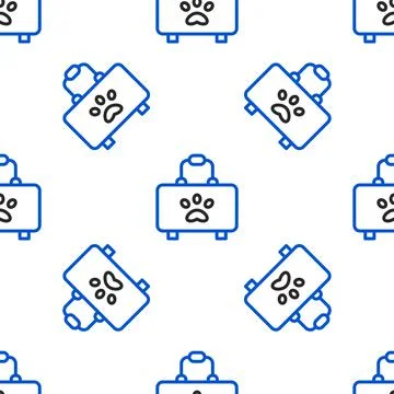 Line Pet first aid kit icon isolated seamless pattern on white background. Dog Stock Illustration