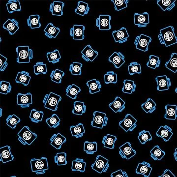 Line Pet first aid kit icon isolated seamless pattern on black background. Dog Stock Illustration