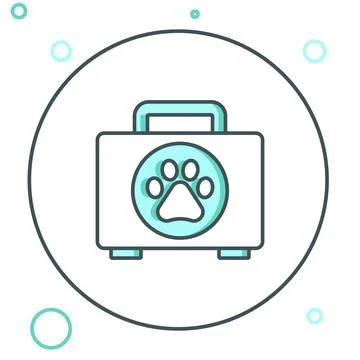 Line Pet first aid kit icon isolated on white background. Dog or cat paw pr.. Stock Illustration