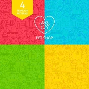 Line Pet Shop Patterns Stock Illustration
