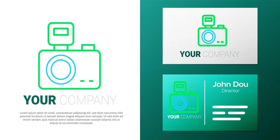 Line Photo camera with lighting flash icon isolated on white background. Fo.. Stock Illustration