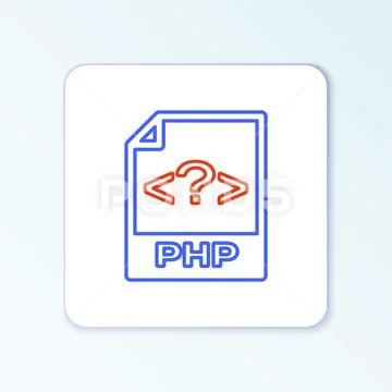 Line PHP file document. Download php button icon isolated on white background イラスト素材