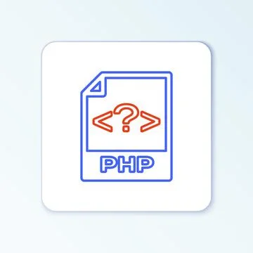 Line PHP file document. Download php button icon isolated on white background Stock Illustration