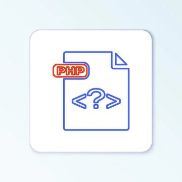 Line PHP file document. Download php button icon isolated on white background 스톡 일러스트