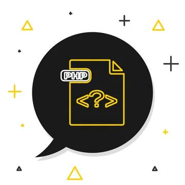 Line PHP file document. Download php button icon isolated on white background 스톡 일러스트