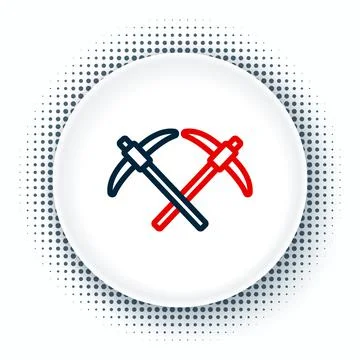 Line Pickaxe icon isolated on white background. Colorful outline concept. Vector Illustration