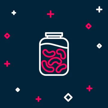 Line Pickled cucumbers in a jar icon isolated on blue background. Colorful Stock Illustration