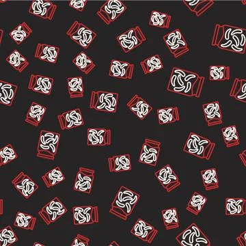 Line Pickled cucumbers in a jar icon isolated seamless pattern on black Stock Illustration