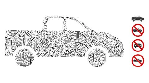 Line Pickup Car Icon Vector Collage Illustrazione stock