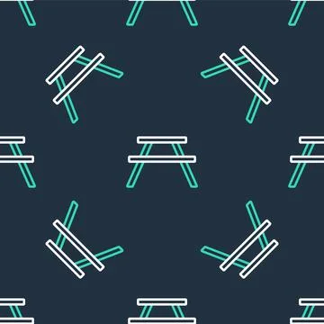 Line Picnic table with benches on either side of the table icon isolated Stock Illustration