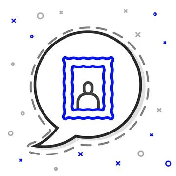 Line Picture frame on table icon isolated on white background. Valentines Day Stock Illustration