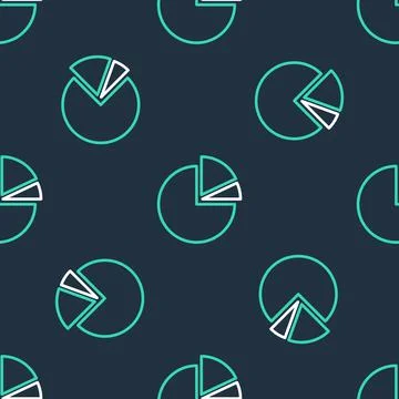 Line Pie chart infographic icon isolated seamless pattern on black background Illustrazione stock