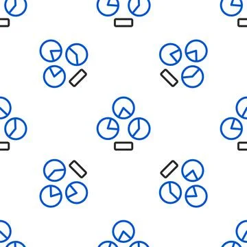 Line Pie chart infographic icon isolated seamless pattern on white background Stock Illustration