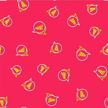 Line Pie chart infographic icon isolated seamless pattern on red background Stock Illustration