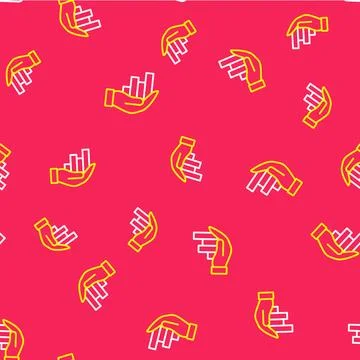 Line Pie chart infographic icon isolated seamless pattern on red background 스톡 일러스트