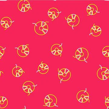Line Pie chart infographic icon isolated seamless pattern on red background 스톡 일러스트
