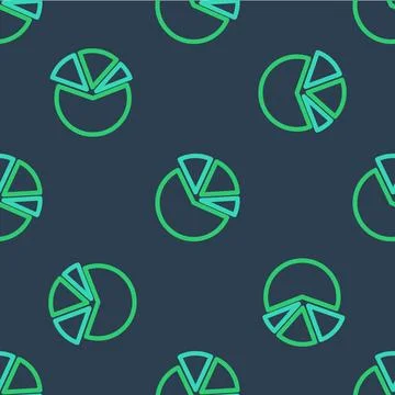 Line Pie chart infographic icon isolated seamless pattern on blue background Illustrazione stock