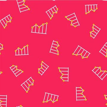 Line Pie chart infographic icon isolated seamless pattern on red background.. 스톡 일러스트