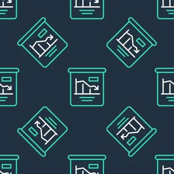 Line Pie chart infographic icon isolated seamless pattern on black backgrou.. Illustrazione stock