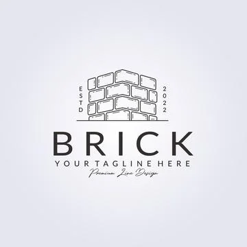 Line pile stack bricks logo vector illustration design simple vintage linear  Stock Illustration