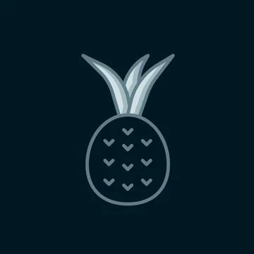 Line Pineapple tropical fruit icon isolated on black background. Flat fille.. Stock Illustration