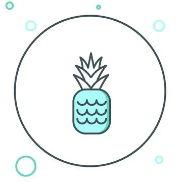 Line Pineapple tropical fruit icon isolated on white background. Colorful o.. Stock Illustration