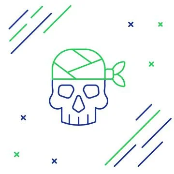 Line Pirate captain icon isolated on white background. Colorful outline con.. Stock Illustration