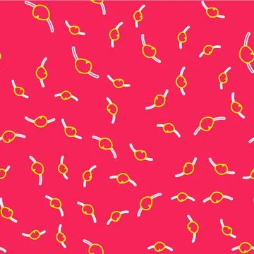 Line Pirate eye patch icon isolated seamless pattern on red background. Pirate イラスト素材