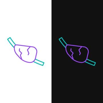 Line Pirate eye patch icon isolated on white and black background. Pirate Ilustración de archivo