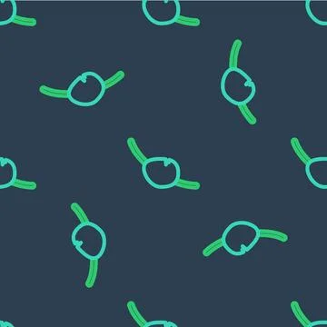 Line Pirate eye patch icon isolated seamless pattern on blue background. Pi.. Illustrazione stock