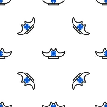 Line Pirate hat icon isolated seamless pattern on white background. Colorfu.. Illustrazione stock