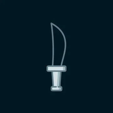 Line Pirate sword icon isolated on black background. Sabre sign. Flat fille.. Stock Illustration