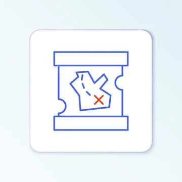 Line Pirate treasure map icon isolated on white background. Colorful outline Stock Illustration
