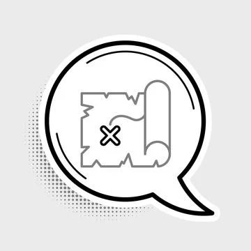 Line Pirate treasure map icon isolated on grey background. Colorful outline.. Illustrazione stock