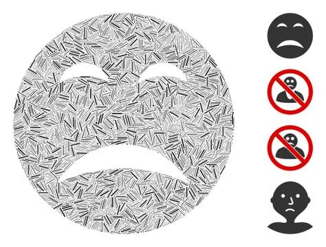 Line Pity Smiley Icon Vector Mosaic Stock Illustration