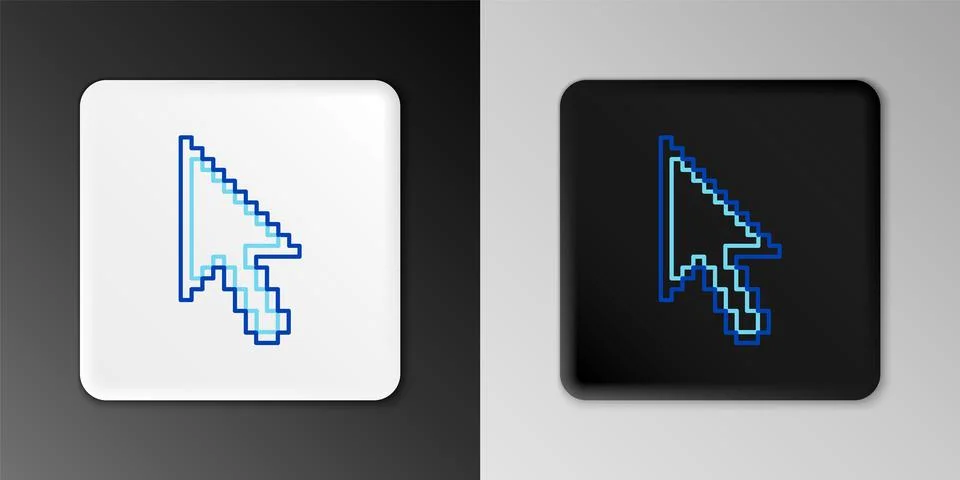 Line Pixel arrow cursor icon isolated on grey background. Colorful outline Illustrazione stock