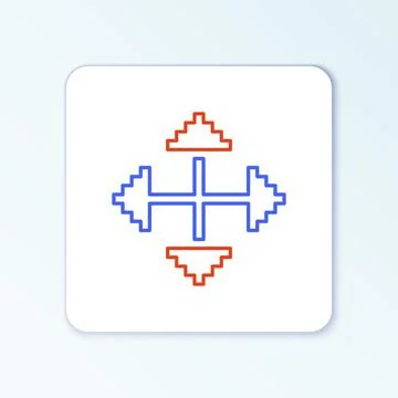 Line Pixel arrows in four directions icon isolated on white background. Cursor Stock Illustration