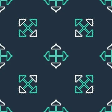 Line Pixel arrows in four directions icon isolated seamless pattern on black  Illustrazione stock