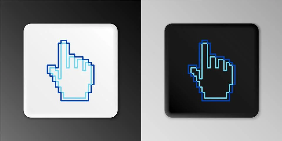 Line Pixel hand cursor icon isolated on grey background. Pointer hand cursor Stock Illustration