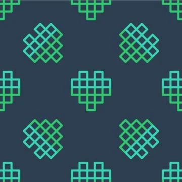 Line Pixel hearts for game icon isolated seamless pattern on blue background Stock Illustration