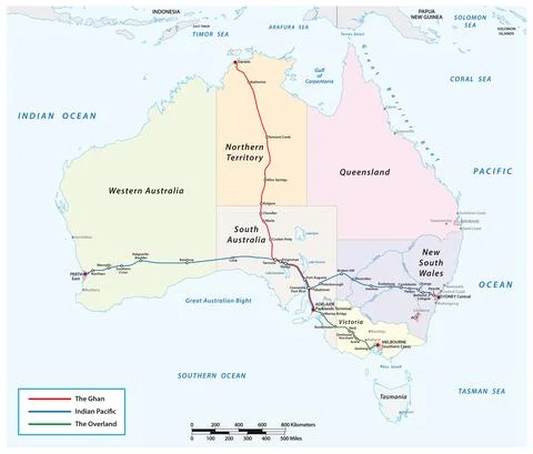 Line plan of the three Australian remote trains Stock Illustration