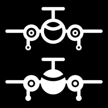 Line plane icon on black background. Outline and solid vector icon Stockillustratie