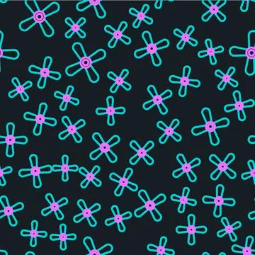 Line Plane propeller icon isolated seamless pattern on black background. Vintage Stock Illustration