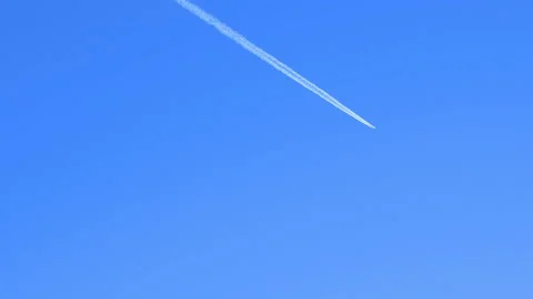 Line of plane in the sky Stock Footage 130266393