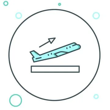 Line Plane takeoff icon isolated on white background. Airplane transport sy.. Stock Illustration