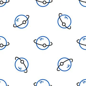 Line Planet icon isolated seamless pattern on white background. Colorful outline Illustrazione stock