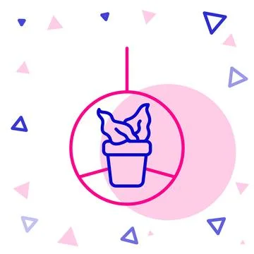 Line Plant in hanging pot icon isolated on white background. Decorative mac.. Stock Illustration