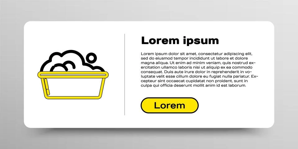Line Plastic basin with soap suds icon isolated on white background. Bowl w.. Stock Illustration