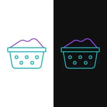 Line Plastic basin with soap suds icon isolated on white and black backgrou.. Stock Illustration